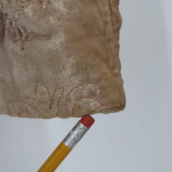 Old Navy Womens Small Beige Velvet Embroidered Flower Collared Jacket Coat Y2K - Picture 10 of 15